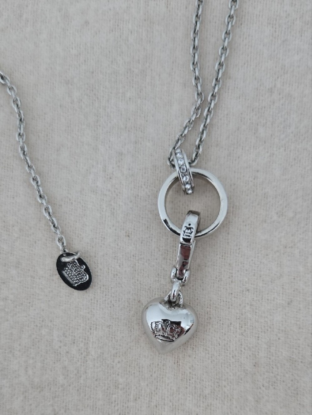 Juicy Couture Silver Heart Long Chain Adjustable Necklace - Picture 2 of 3
